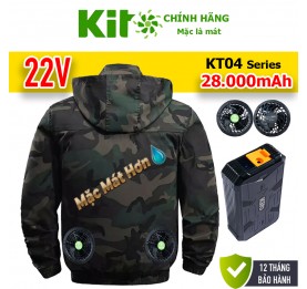 Bộ Áo Điều Hòa KITO Chính Hãng KT04 22V – Pin 28000mAh, Chạy 10–20h, Chống Nóng 40°C