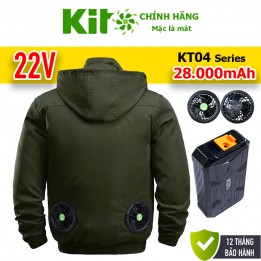 Bộ Áo điều hòa KITO chính hãng KT04 quạt 22V, pin 28000mAh 3 cell, làm mát mạnh, bảo hành 12 tháng