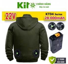 Bộ Áo điều hòa KITO chính hãng KT04 quạt 22V, pin 28000mAh 3 cell, làm mát mạnh, bảo hành 12 tháng