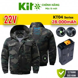 Bộ áo điều hòa KITO chính hãng KT04 gồm 2 áo KITO, quạt 22V, pin 28000mAh 3 cell
