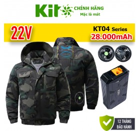 Bộ áo điều hòa KITO chính hãng KT04 gồm 2 áo KITO, quạt 22V, pin 28000mAh 3 cell