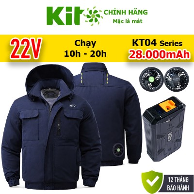 Combo 2 Áo Điều Hòa Kito KT04 – Quạt 22V + Pin 28000mAh Siêu Trâu, Mát 10–20h, BH 1 Năm
