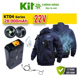 [2 Áo KITO KT04 + Quạt 22V] Áo Điều Hòa KITO Chính Hãng KT04T22V Pin 28.000mAh, Quạt 22V, BH 1 Năm