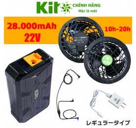 Bộ Quạt KITO KZT02 Pin 28.000mAh, Quạt 22V Chính Hãng, 3 Cell Pin, BH 1 đổi 1 trong 1 năm