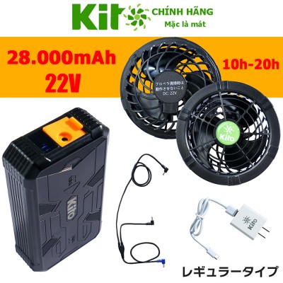 Bộ Quạt KITO KZT02 Pin 28.000mAh, Quạt 22V Chính Hãng, 3 Cell Pin, BH 1 đổi 1 trong 1 năm