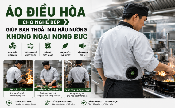 Áo điều hoà cho nghề bếp giúp bạn thoải mái nấu nướng không ngại nóng bức