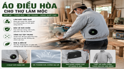 Áo điều hòa cho thợ làm mộc