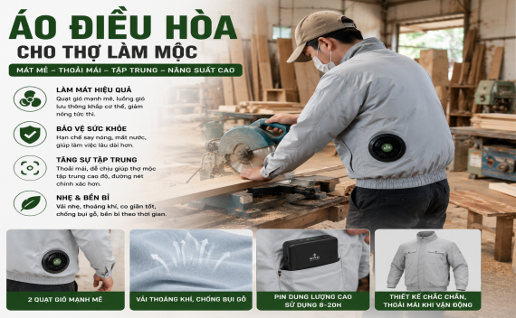 Áo điều hòa cho thợ làm mộc