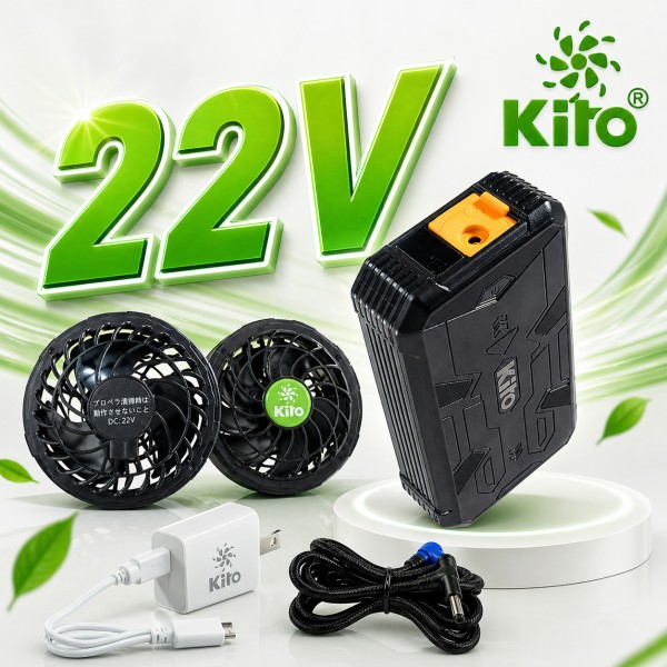 Bộ Quạt KITO KZT02 Chính Hãng Pin 28.000mAh, Quạt 22V, 3 Cell