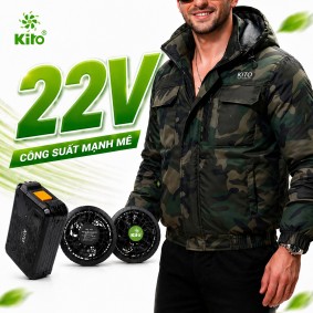 Áo Điều Hòa KITO KT04 22V, Pin 28.000mAh, Chống Nóng 40°C
