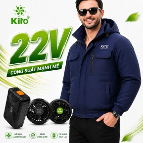 Bộ Áo Điều Hòa KITO KT04, Pin 28.000mAh, Quạt 22V