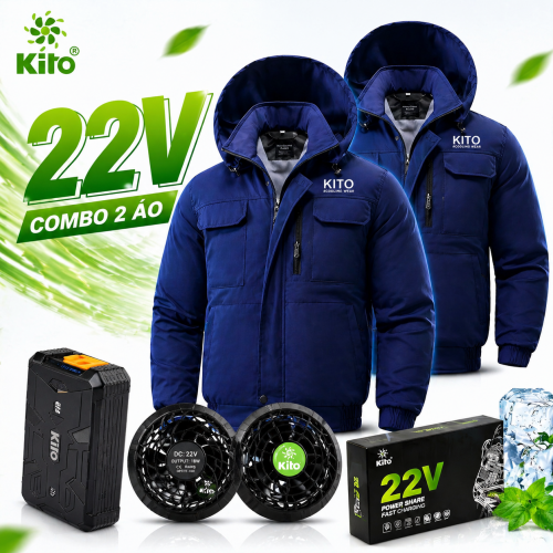 Combo 2 Áo Điều Hòa KITO KT04, Quạt 22V Pin 28.000mAh