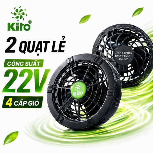 Bộ 2 Quạt Rời KITO 22V Kèm Cáp Nối