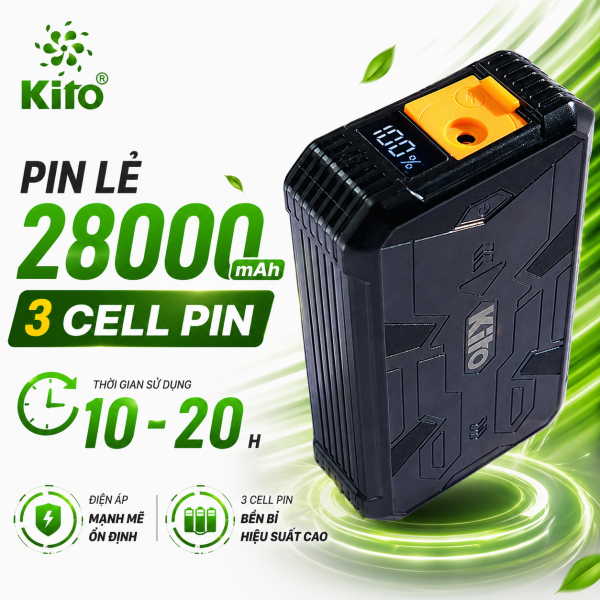 Pin Rời Áo Điều Hòa KITO PR28000 Chính Hãng – 28000mAh, 3 Cell, Dùng 10–20 Giờ