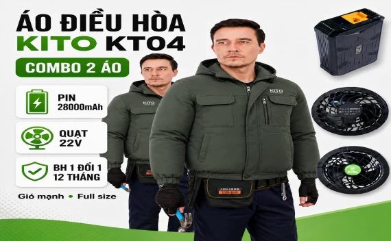 Bộ áo điều hòa KITO thế hệ mới Quạt 22V siêu khỏe
