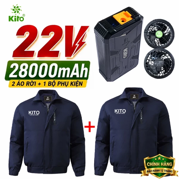 Combo 2 Áo Điều Hòa KITO KT05 22V, Pin 28.000mAh, Không Mũ
