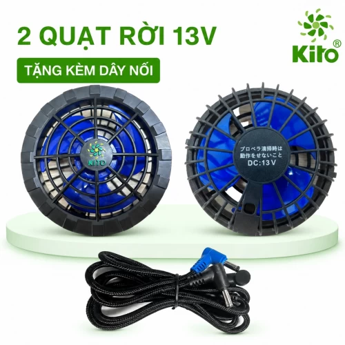 2 Quạt 13V + Dây Cáp, Phụ Kiện Áo Điều Hòa KITO Chính Hãng