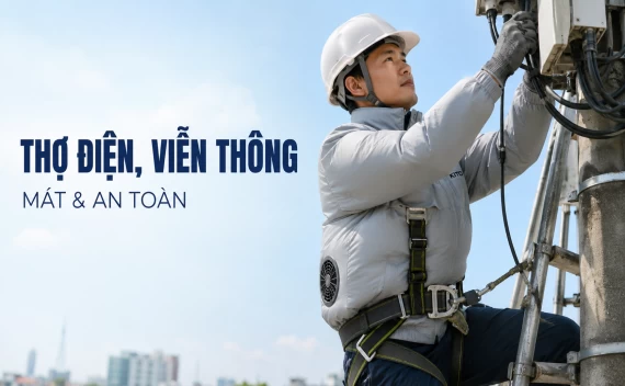 Áo Điều Hòa Cho Thợ Điện, Viễn Thông - Mát Và An Toàn Khi Làm Việc Trên Cao