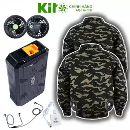 [2 Áo KITO + 1 Bộ Quạt 22V] Chính Hãng Pin 28.000mAh Chạy 10 - 20 Giờ, Áo Không Mũ 4 Màu BH 12 Tháng