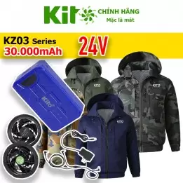 2 Áo KITO KT03 Pro + 1 Bộ Phụ Kiện 24V, Pin 30.000mAh