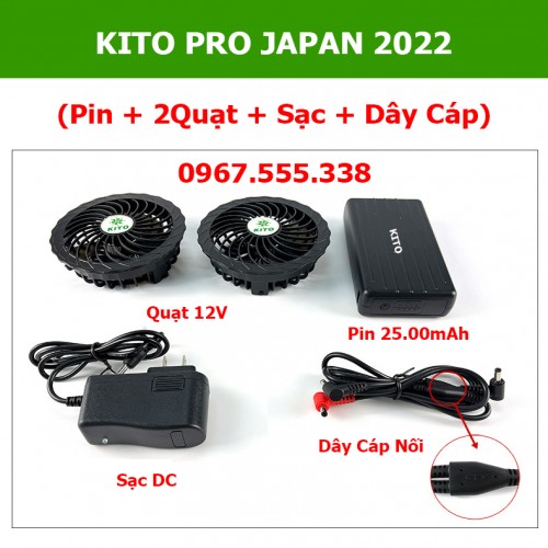 Bộ Phụ Kiện KITO Pro Pin 25.000mAh Quạt 12V Không Chổi Than