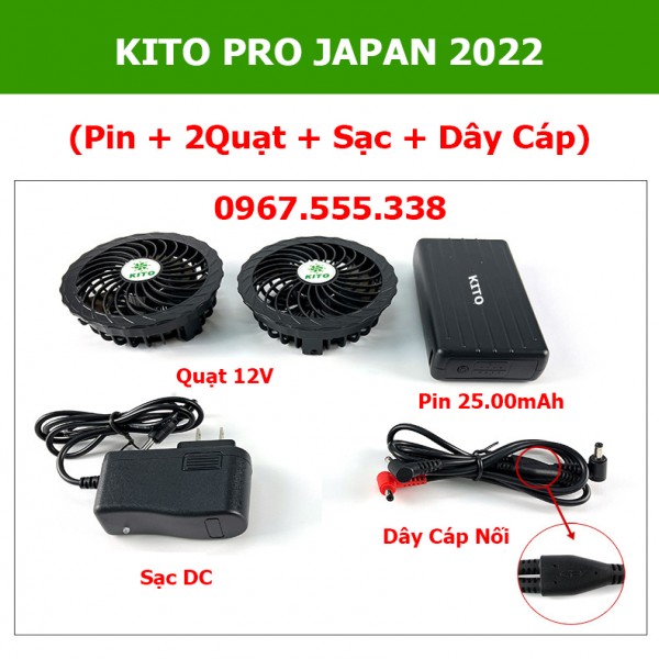 Bộ Phụ Kiện KITO Pro Pin 25.000mAh Quạt 12V Không Chổi Than