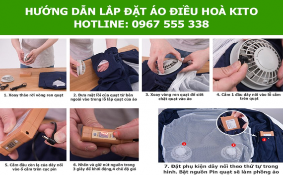 Hướng dẫn cách gắn quạt áo điều hòa vào áo bảo hộ đúng kỹ thuật