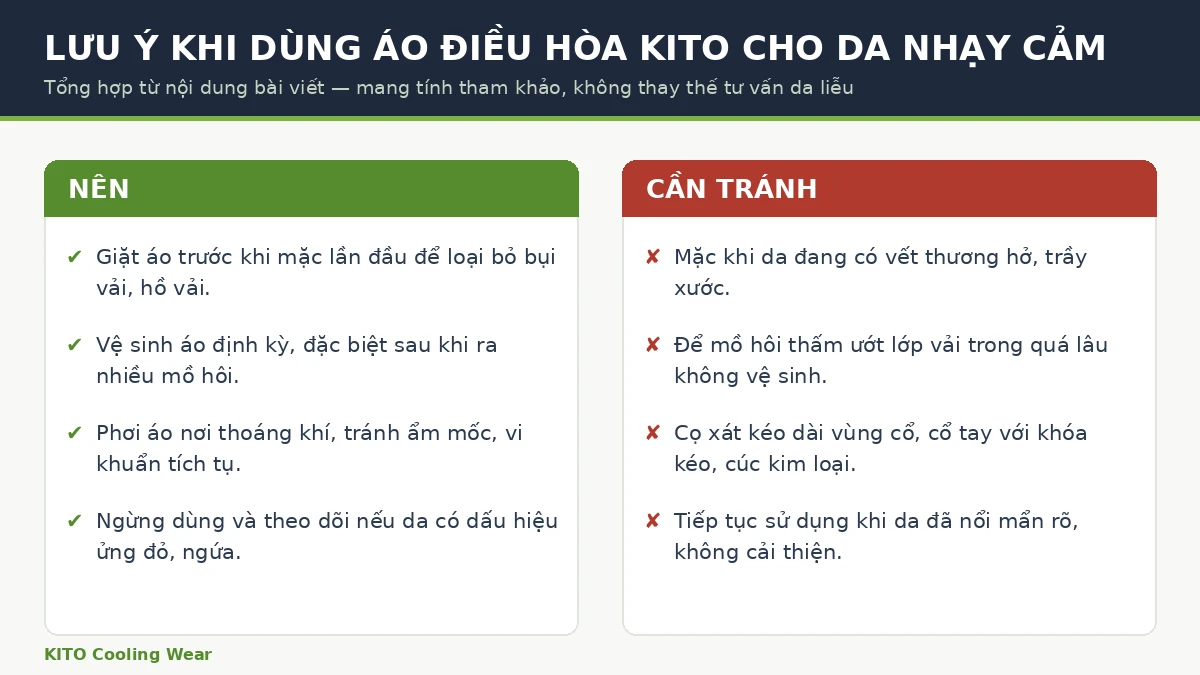 Lưu ý khi dùng áo điều hòa Kito cho da nhạy cảm