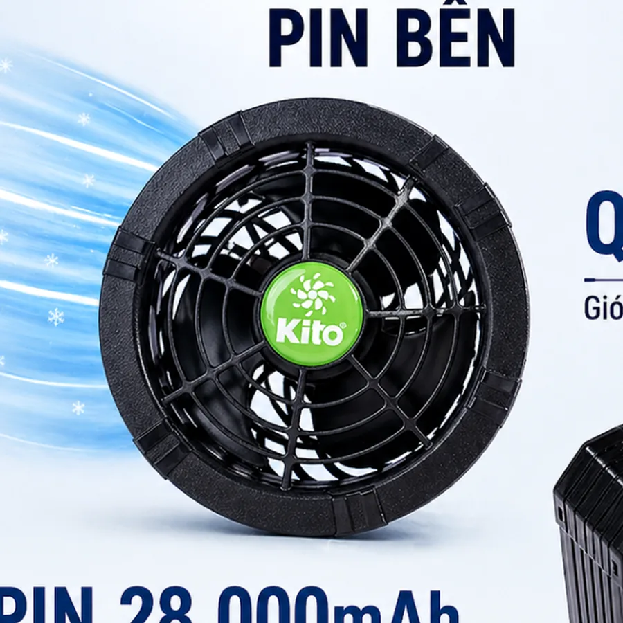 Mặt sau quạt KITO và phần khung vòng khóa