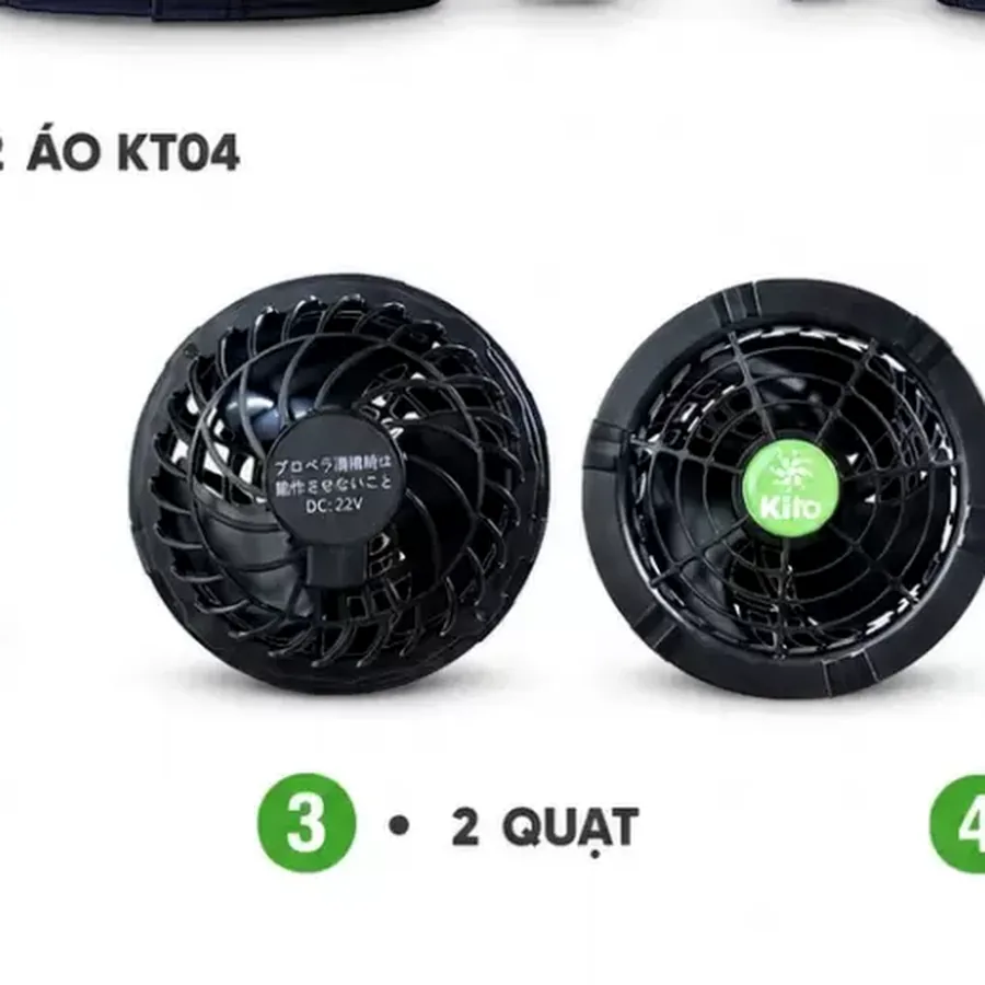 Hai quạt KITO 22V và pin của bộ áo KT04