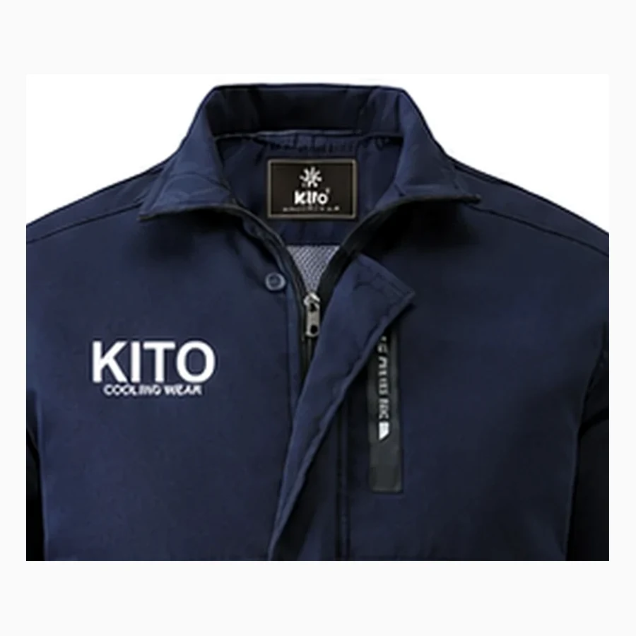 Chi tiết cổ áo và khóa kéo áo điều hòa KITO KT05