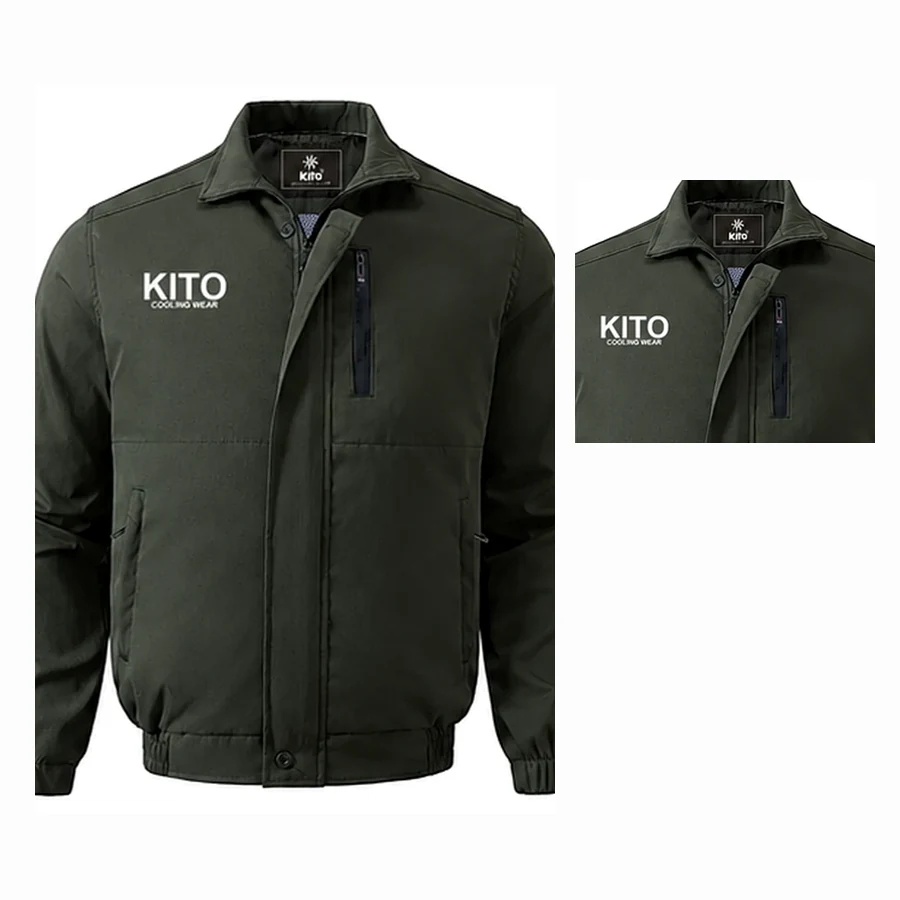 Áo điều hòa KITO KT05 màu xanh rêu nhìn toàn thân