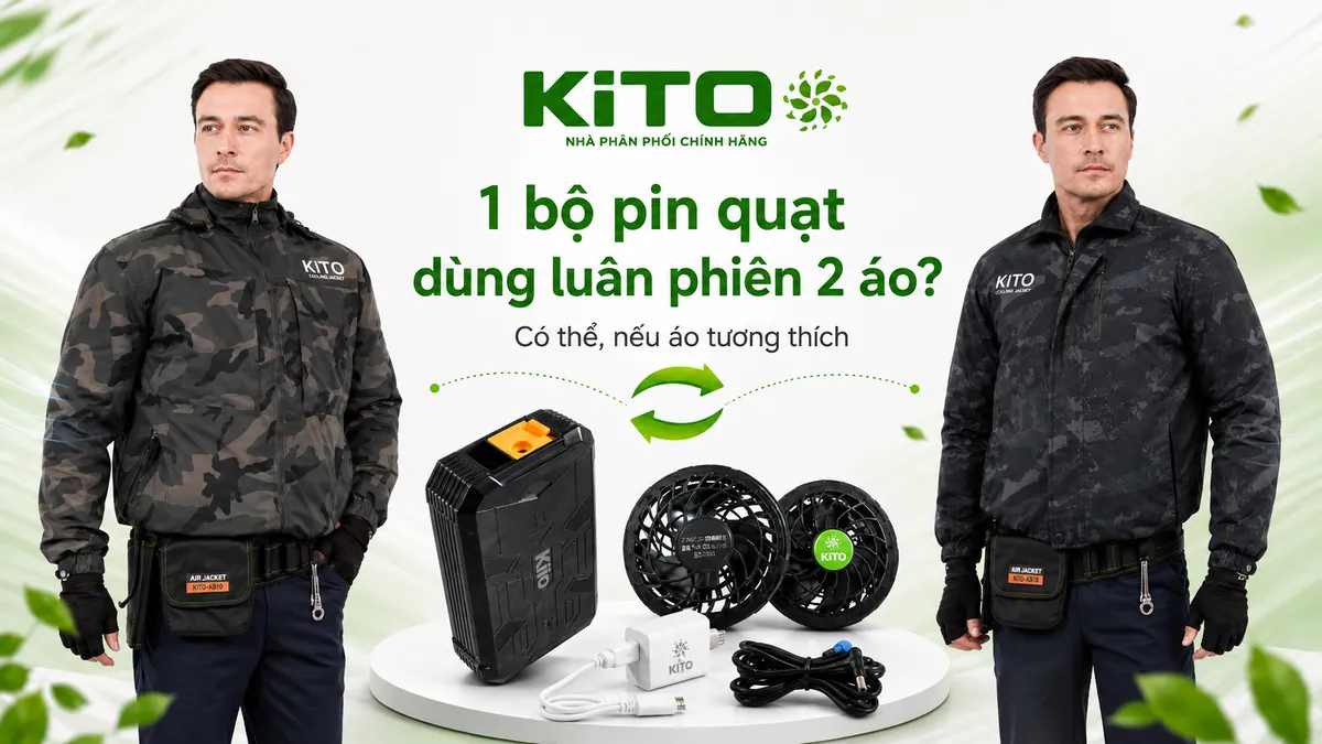 Một bộ pin quạt dùng luân phiên cho hai áo điều hòa Một bộ pin quạt dùng luân phiên cho hai áo điều hòa