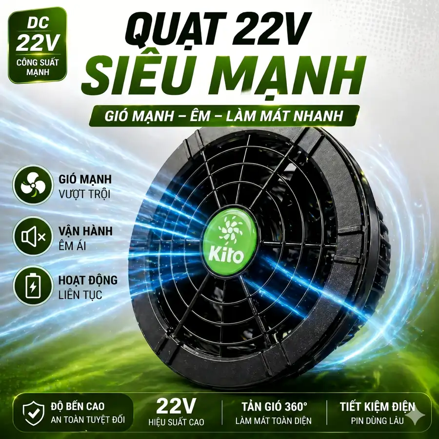 Chi tiết quạt KITO dùng cho áo điều hòa