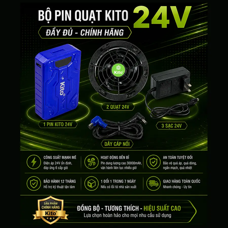 Kiểm tra đồng bộ pin dây và quạt áo điều hòa