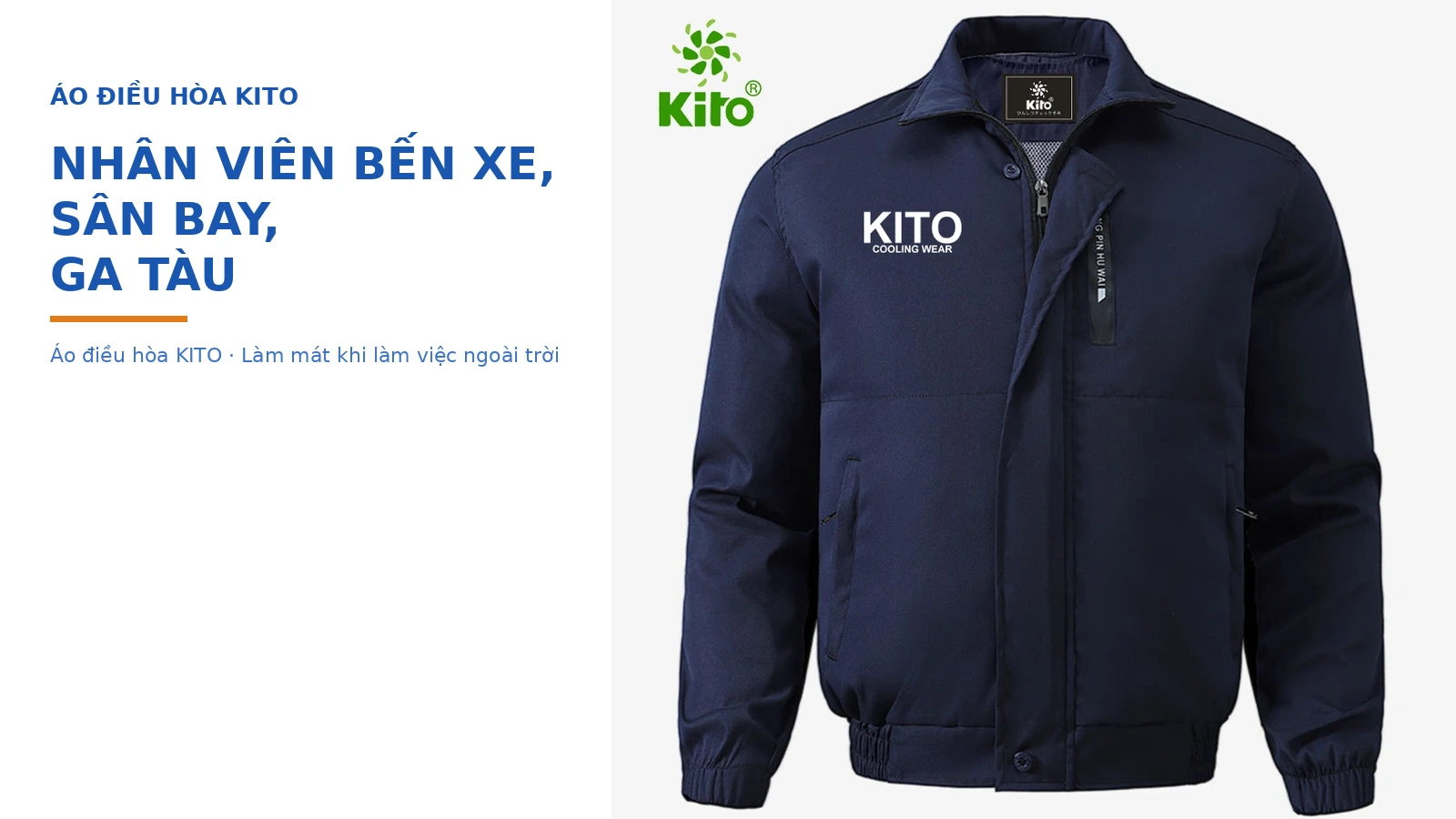 Áo điều hòa Kito cho nhân viên bến xe, sân bay, ga tàu