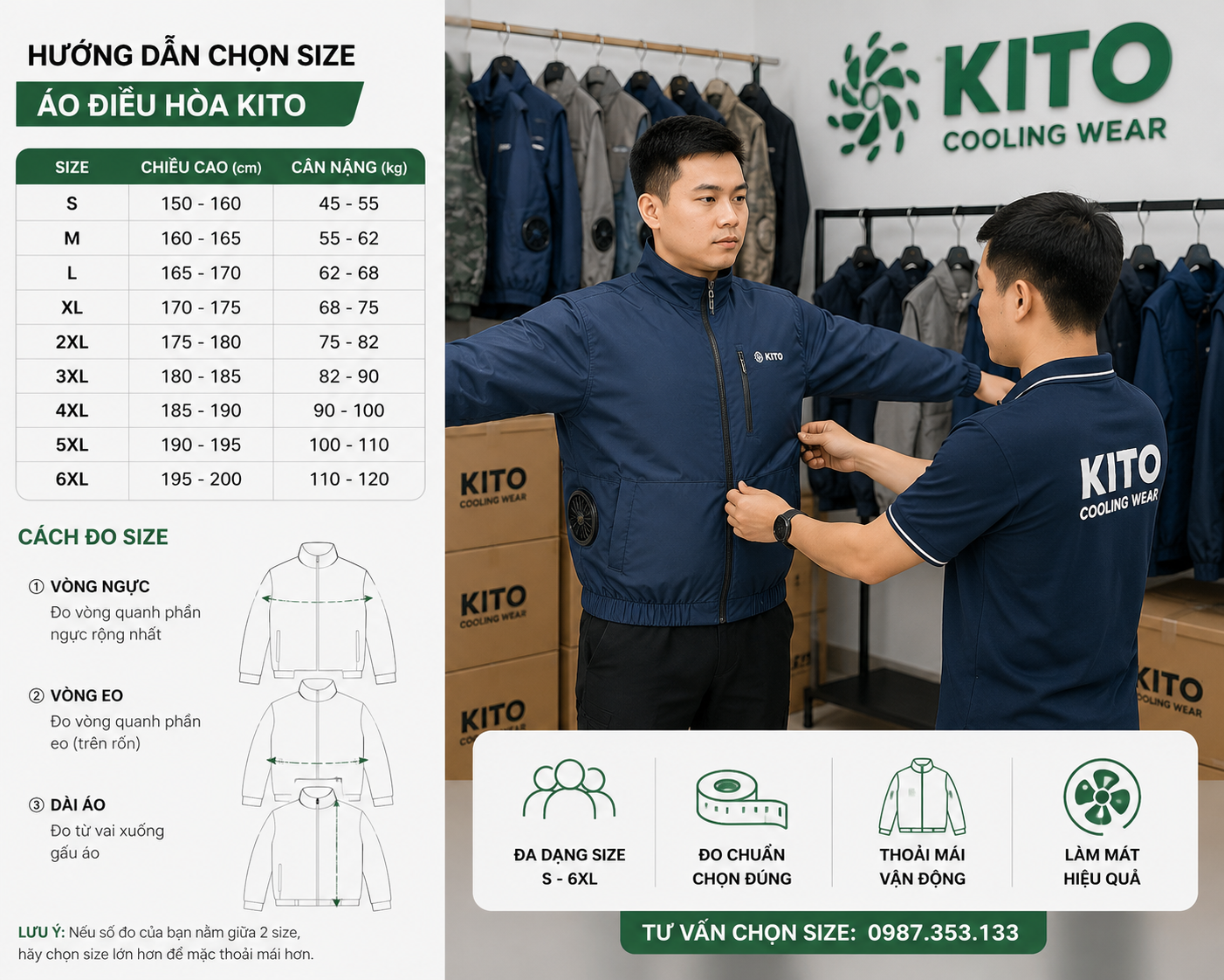 Chọn size áo điều hòa cho nhân viên công ty
