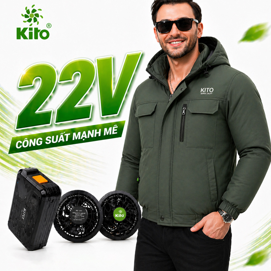Bộ áo điều hòa KITO KT04 - Xanh rêu 22V