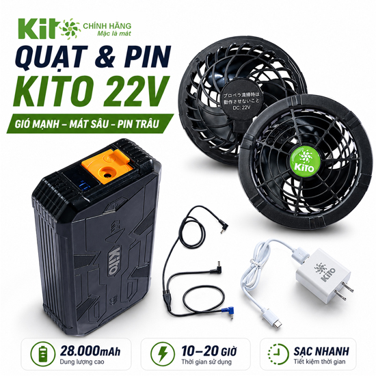 Pin KITO 28000mAh dùng cho quạt áo điều hòa 22V