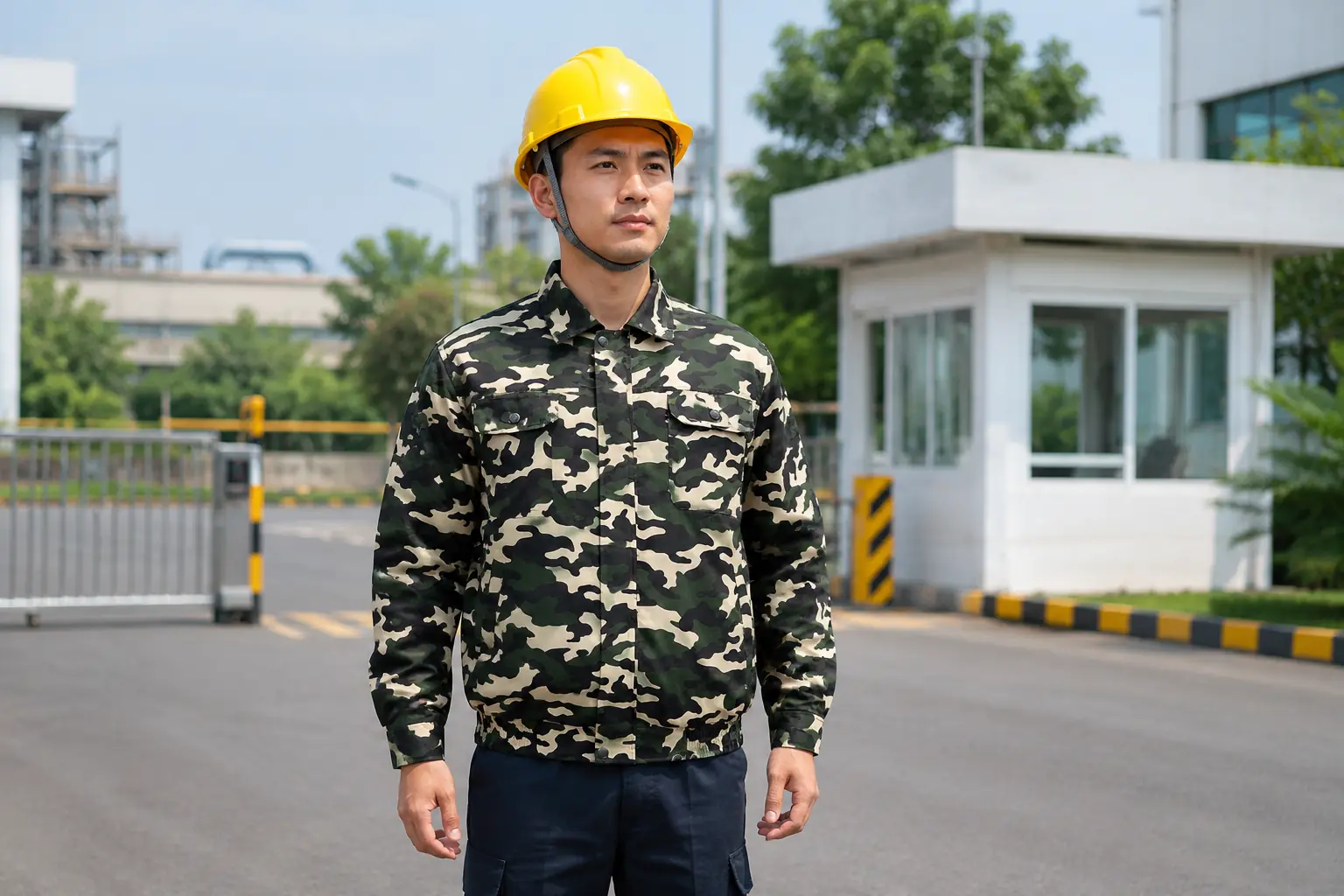 Bảo vệ mặc áo điều hòa KT01 - Xanh quân