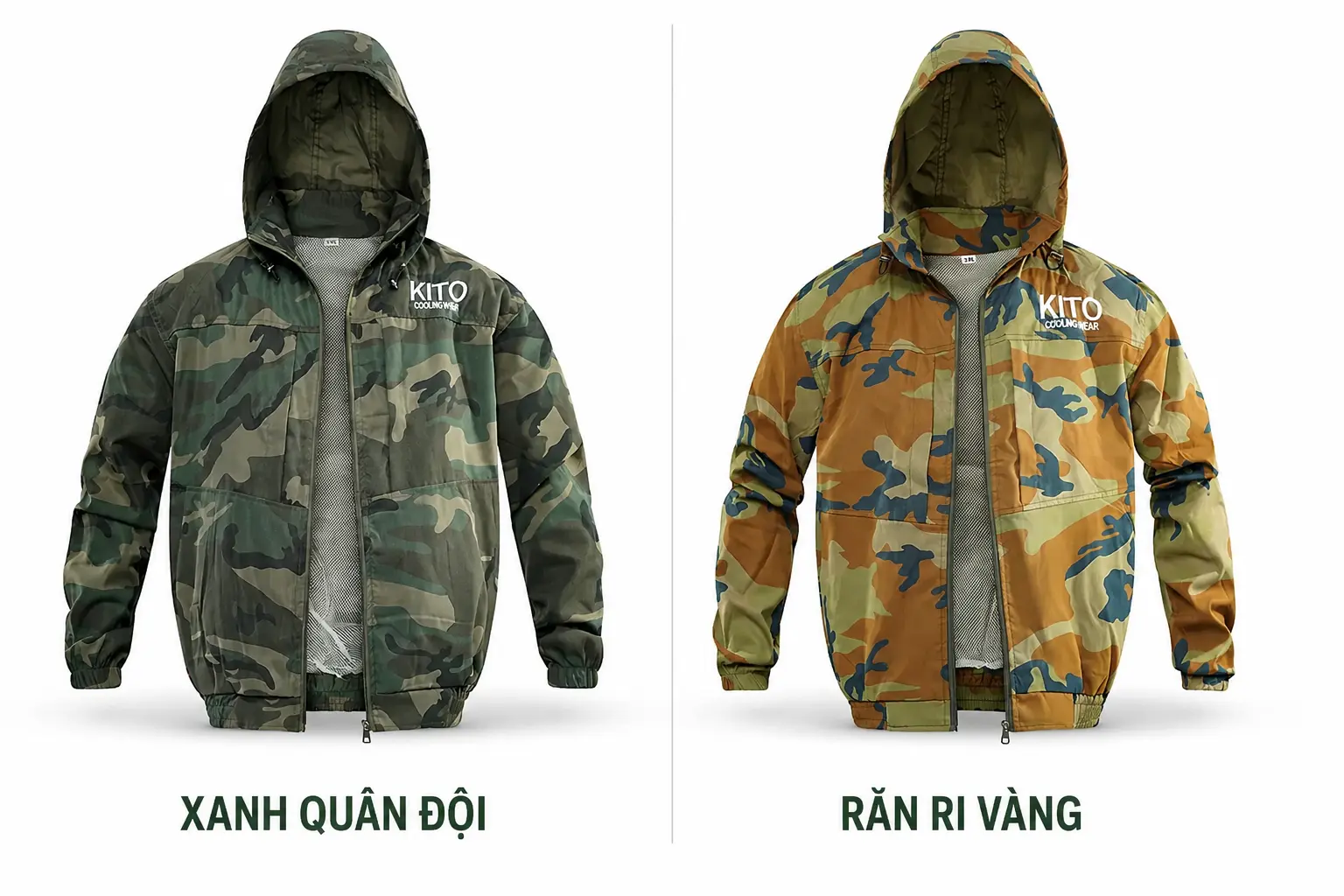 So sánh 2 màu xanh quân đội và màu rằn ri vàng
