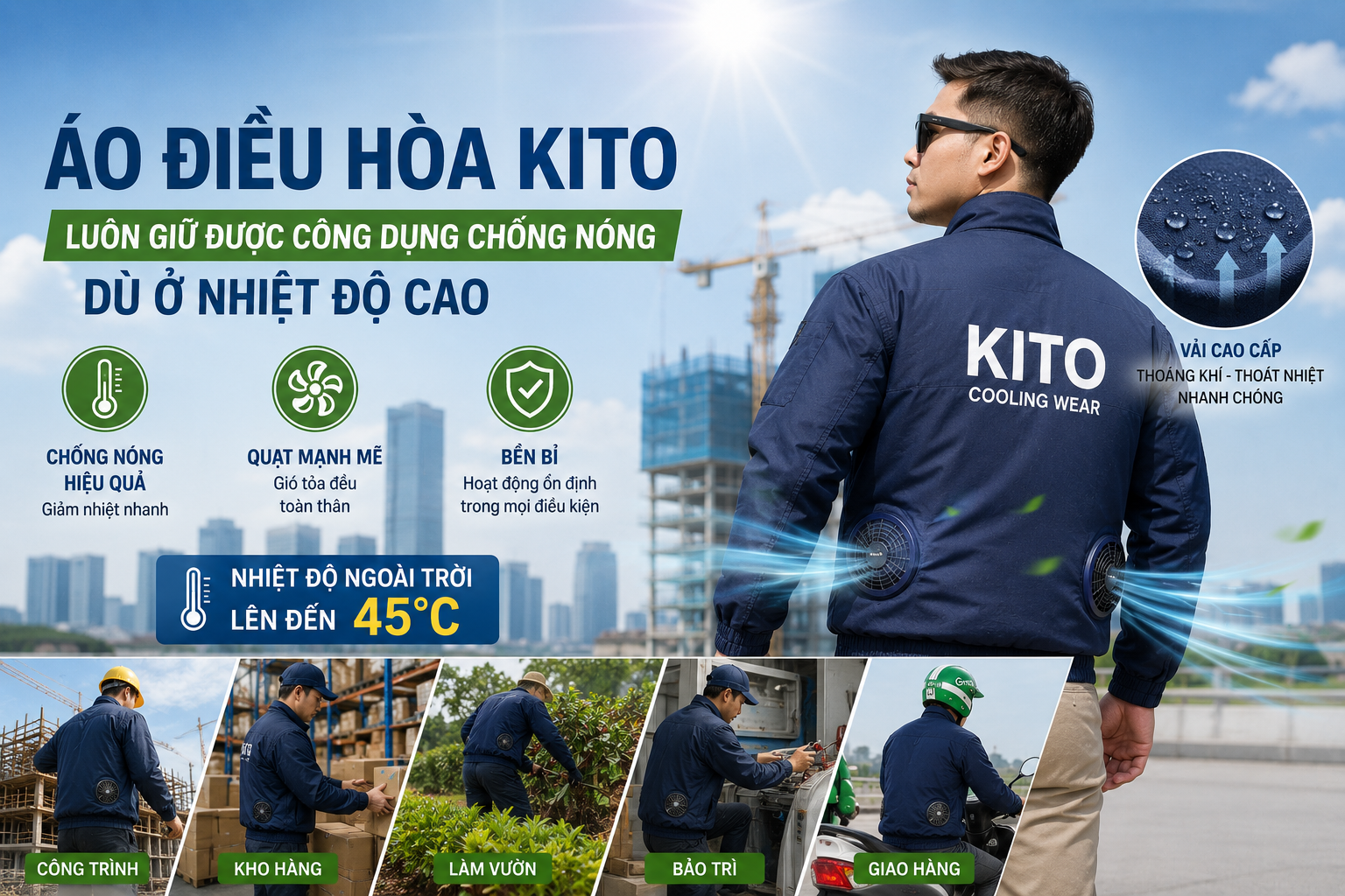 Áo điều hòa luôn giữ được công dụng chống nóng dù ở nhiệt độ cao