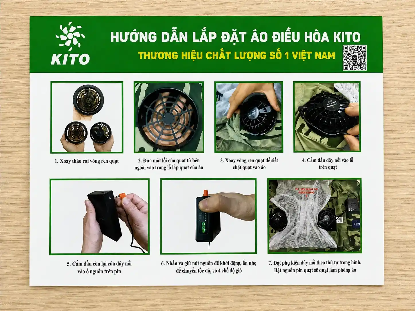 Cách lắp quạt áo điều hòa KITO đúng chiều