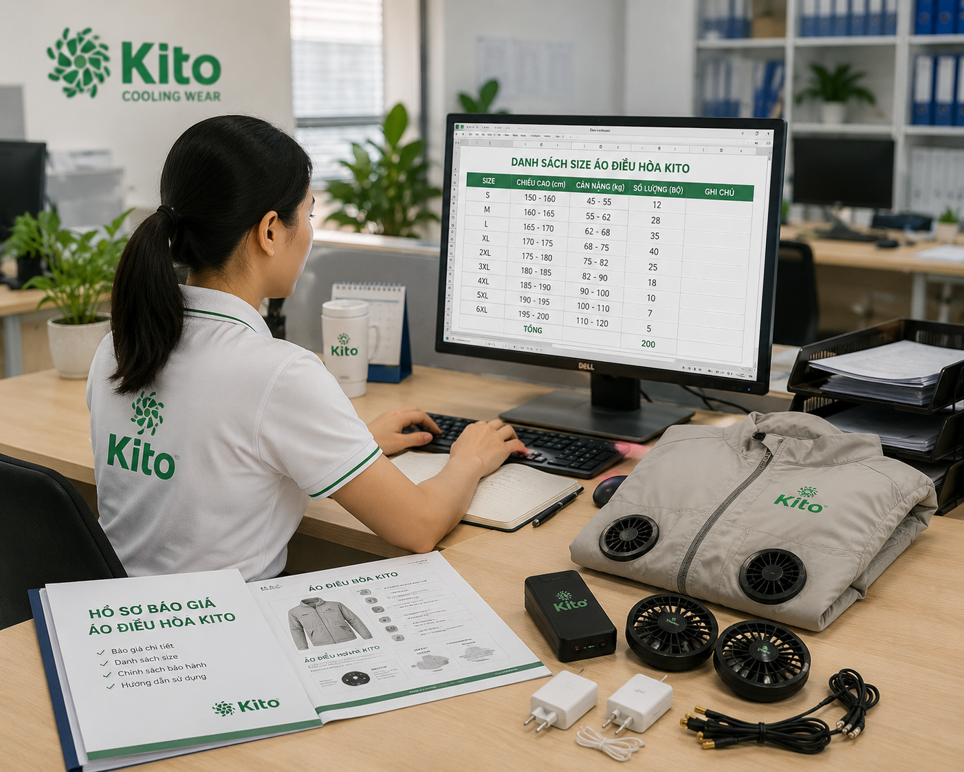 Danh sách size áo điều hòa cho nhân viên công ty