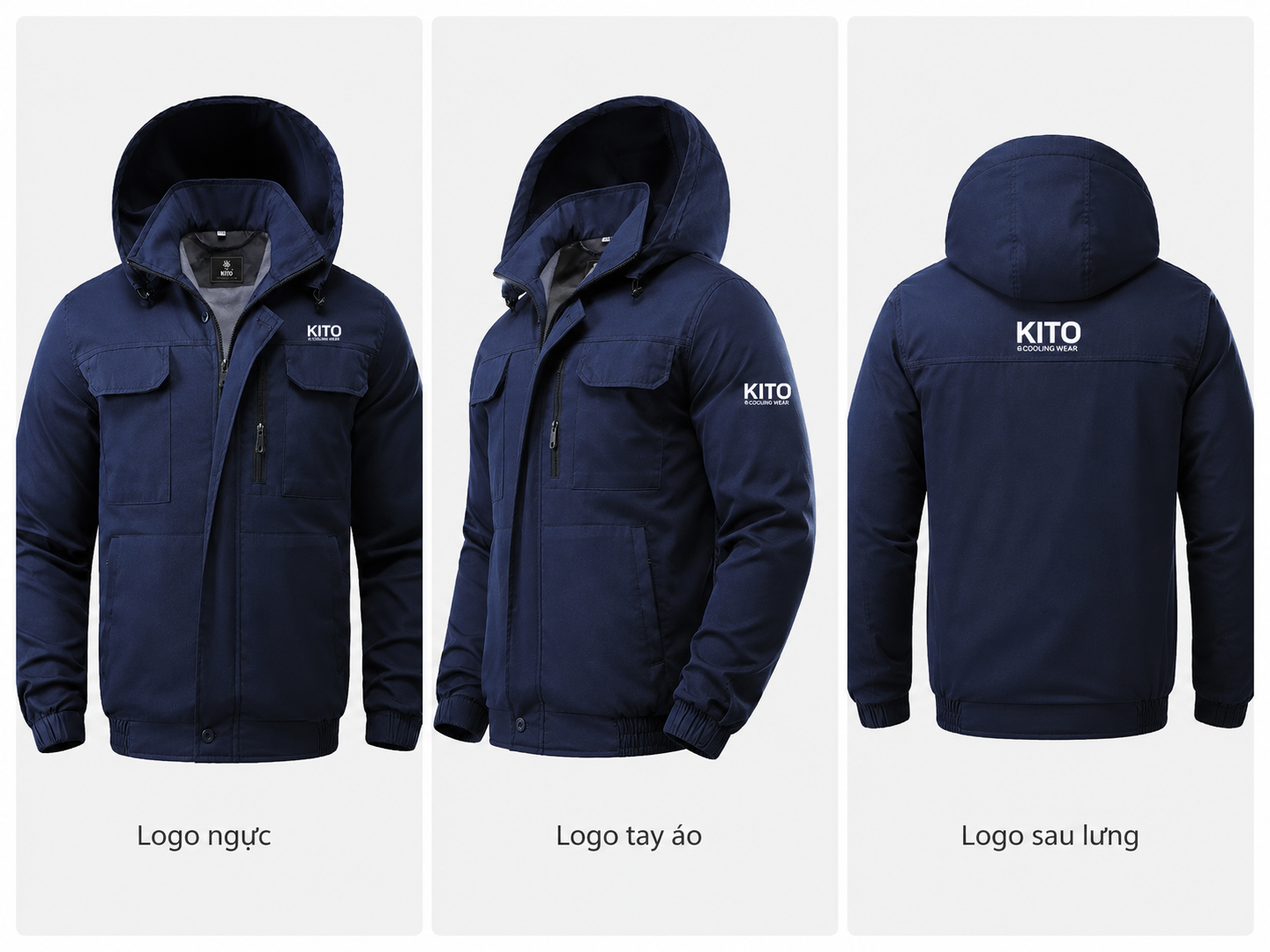 Các vị trí in logo trên áo điều hòa công ty