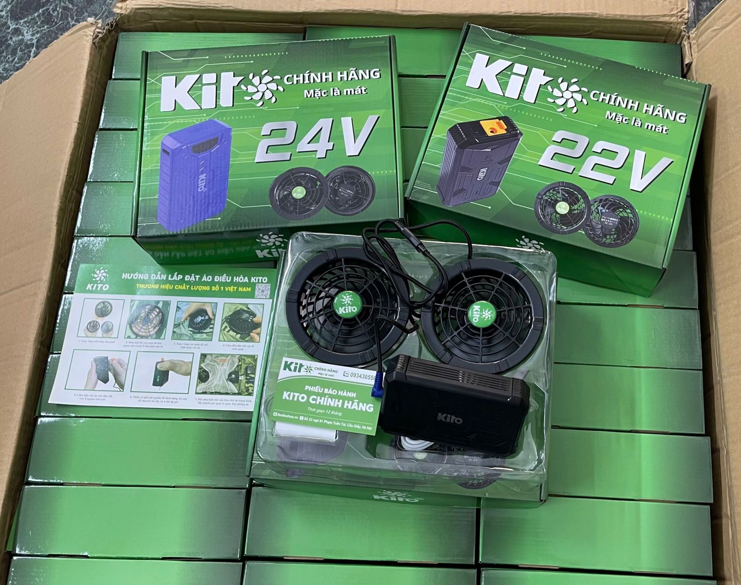 Phụ kiện Pin Quạt Sạc Cáp Nối của Áo Điều Hòa KITO